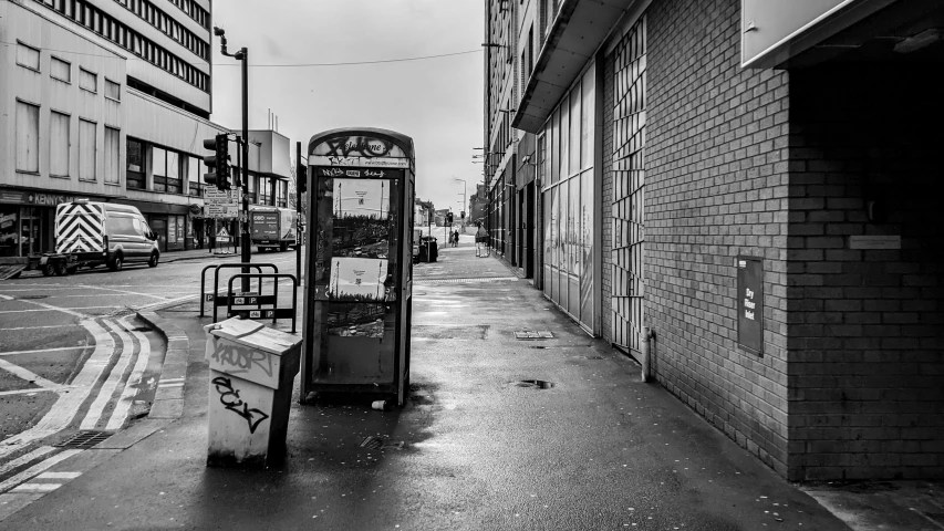 a street scene with a bus and some buildings