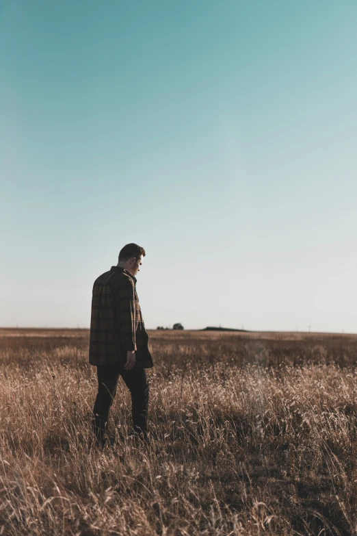 a person in a field near a tree