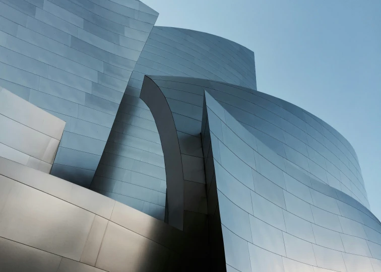 an upward view of the outside side of a building