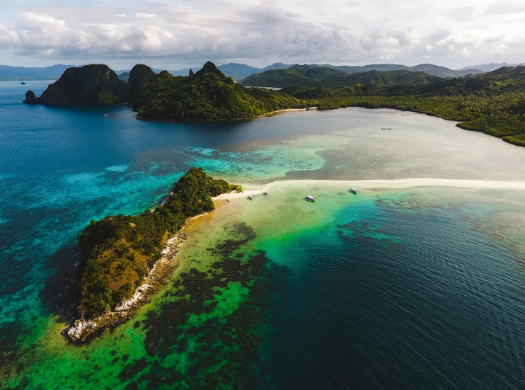 an island in the middle of water