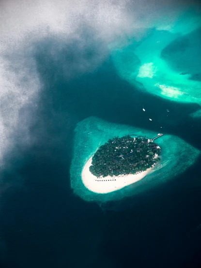 the top of two island is surrounded by water