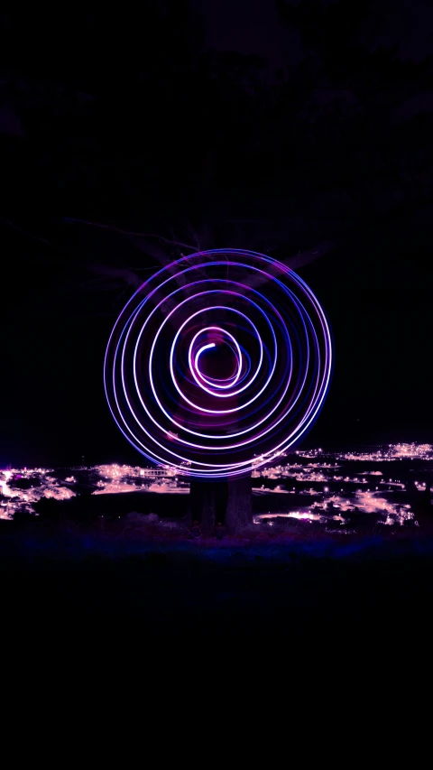 a big circular light up in the dark