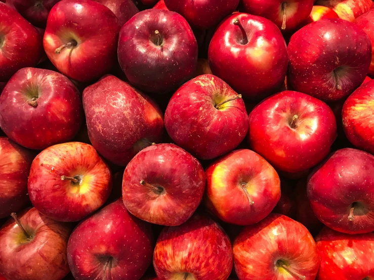 many apples that are being displayed for sale