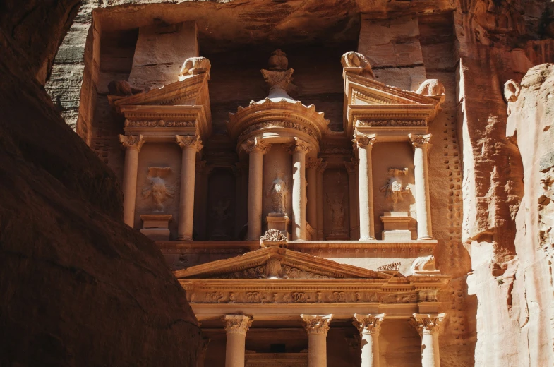 carved ruins and columns in the ancient city of qarab