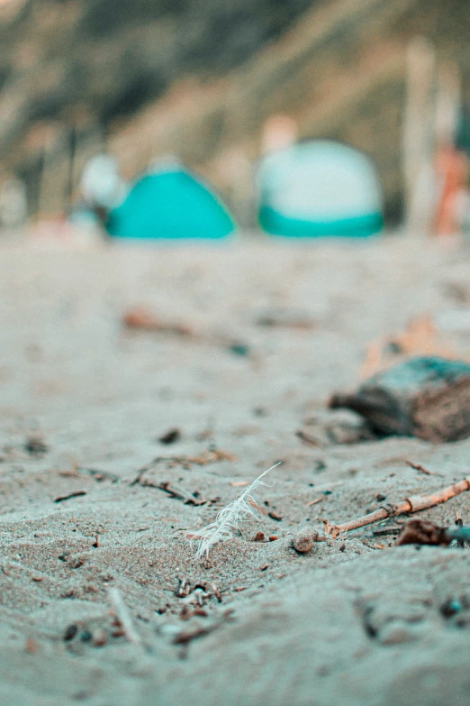 a blurry picture of sand and water on the beach