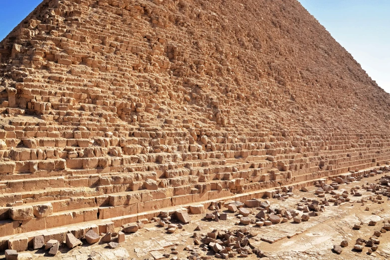 there is a large pyramid of rocks at the entrance