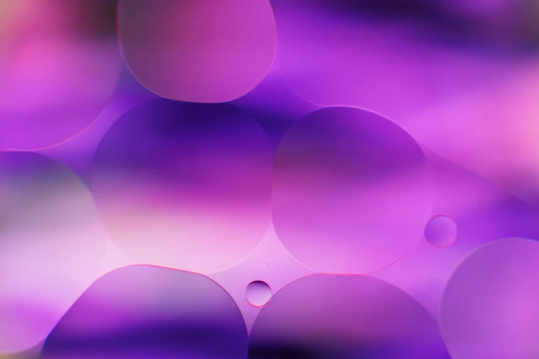 several purple bubbles are floating in the water