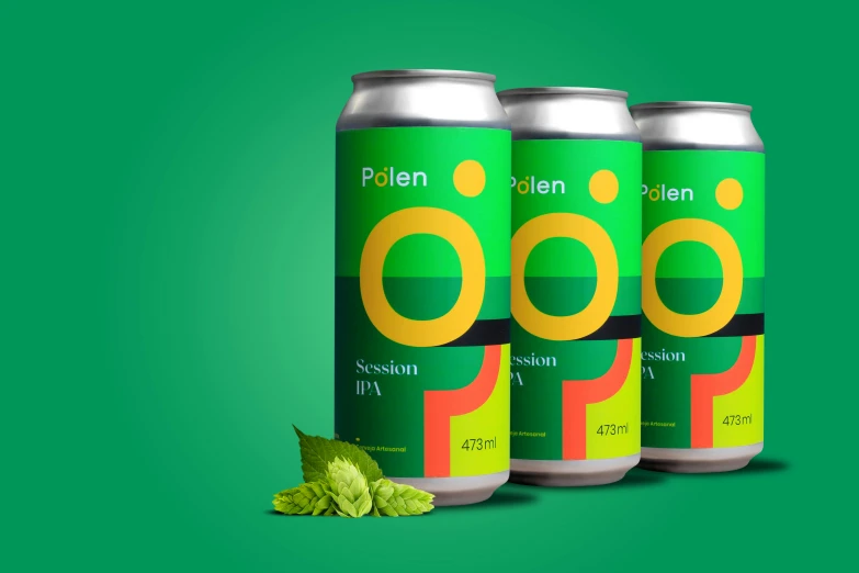 three cans of o0o sit on a green background