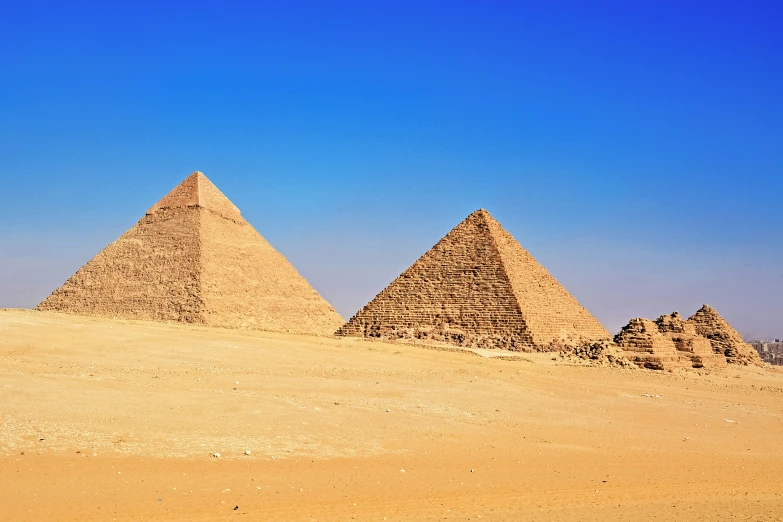 a view of the pyramids in the desert