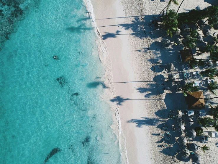 view of two shaded beach from above