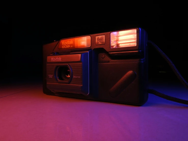 old fashion looking radio in the dark on purple light