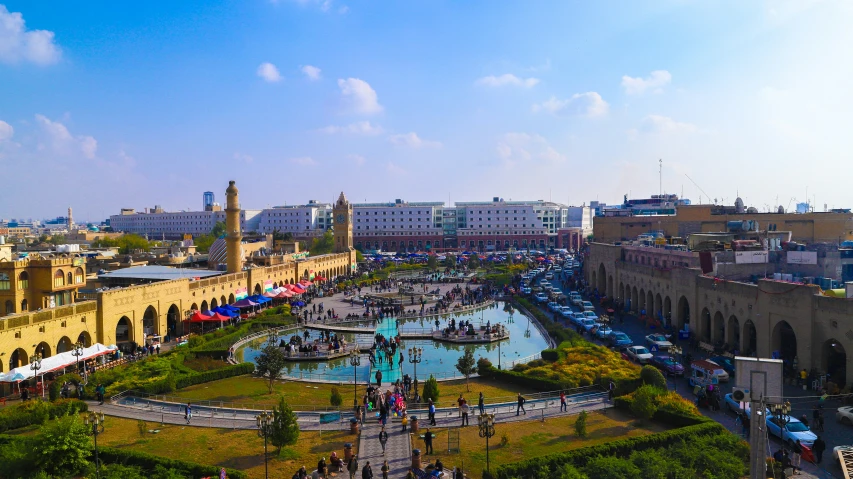 an aerial view of a city park in the middle of a big city