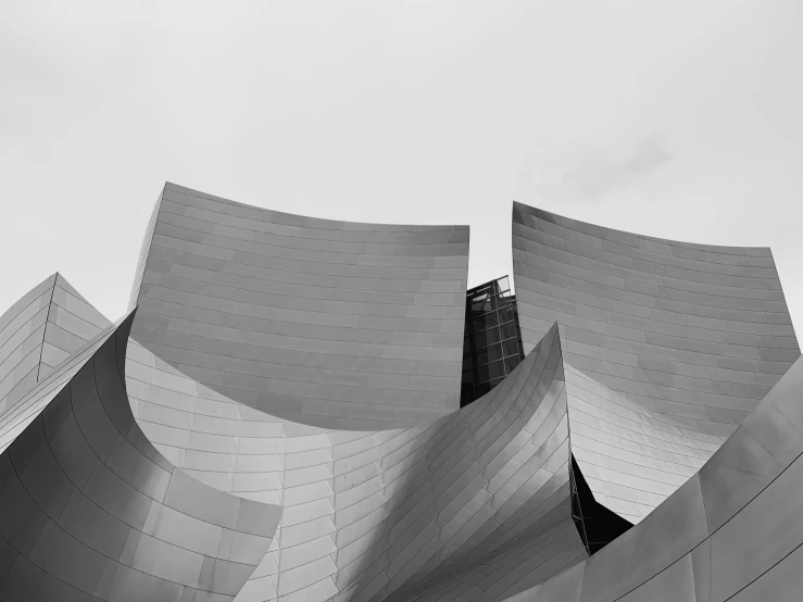 a black and white po of the exterior of the walt concert hall