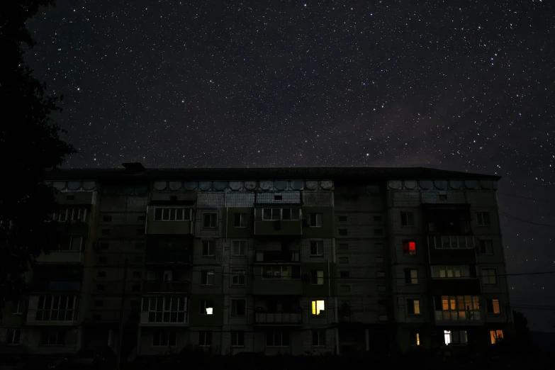 a building that has been sitting under the night sky