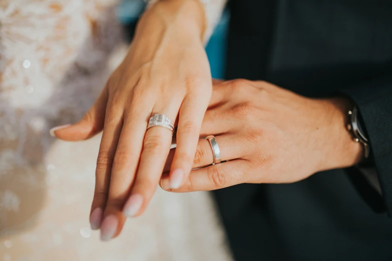 a close up view of a couple holding hands