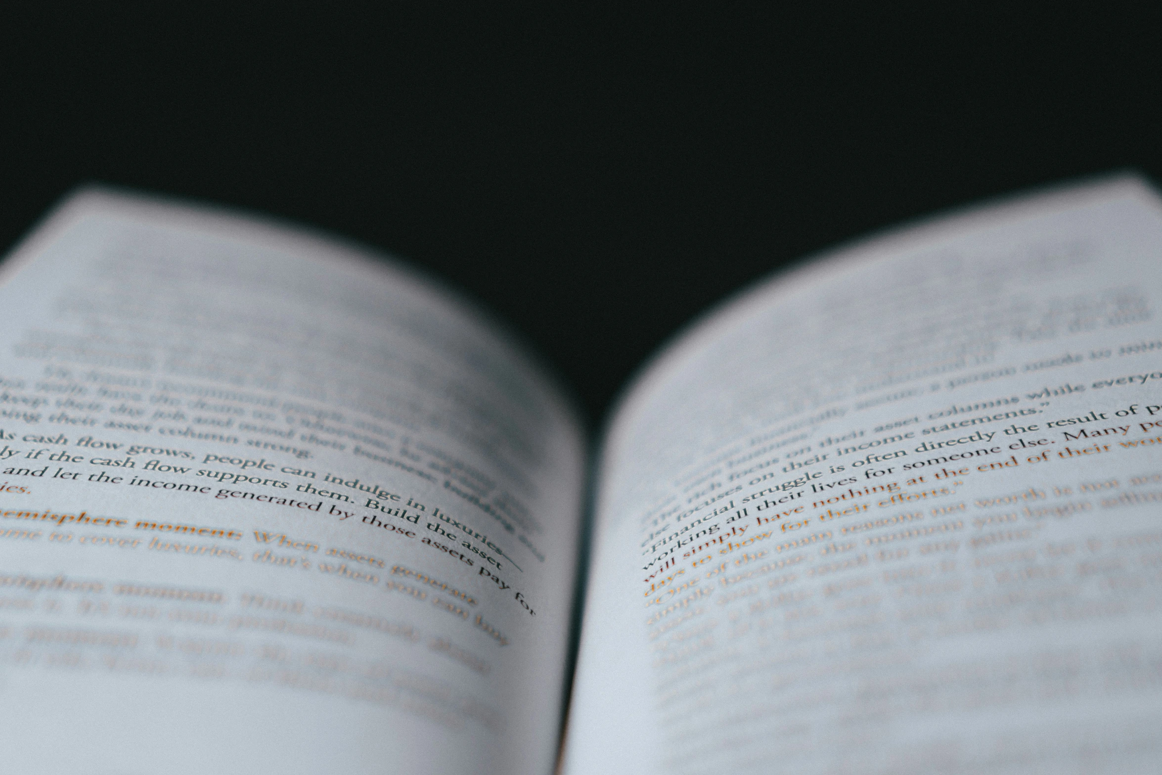 a white book with black back ground