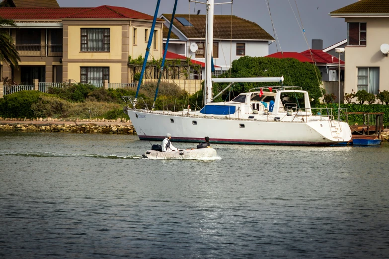 there is a boat that is on the water