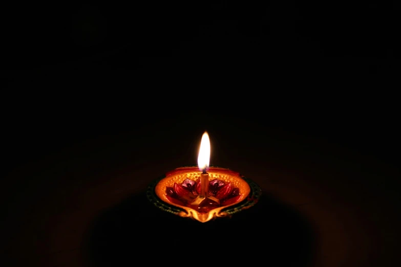 lit diyas on the dark background that looks like a candle