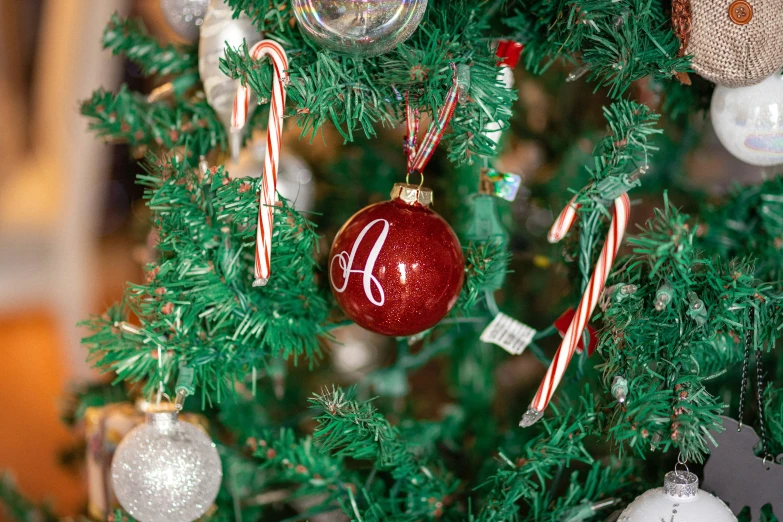 a christmas tree decorated with ornament ornaments