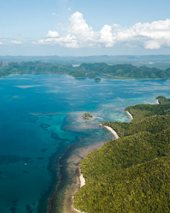 a view of an island with two lagoons in the middle