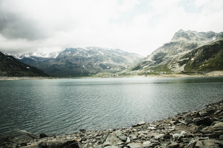 this lake has some rocks on it by it