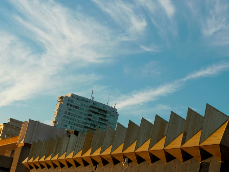 an abstract design on a building and sky