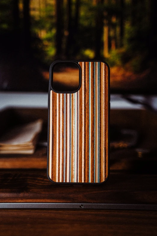 there is a wood case made of wood