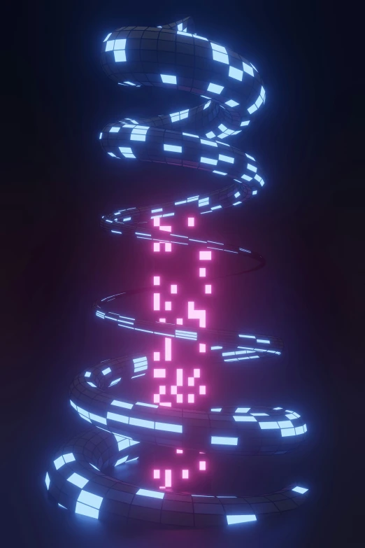 an abstract design made with glowing lights on a black surface