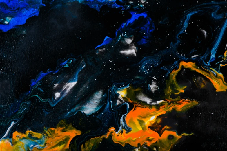 a painting of black and blue colors