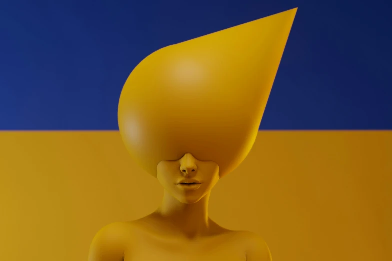 an abstract image of a woman's head with the shape of a cone on her shoulders