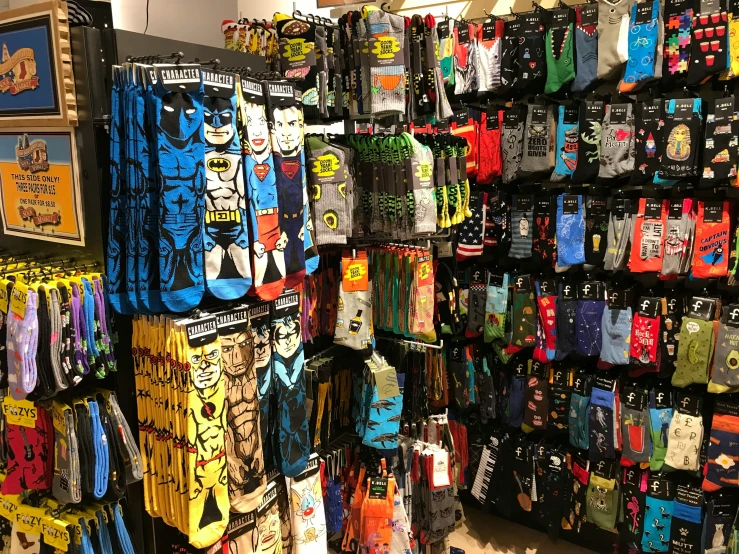 there is a rack that has socks for sale