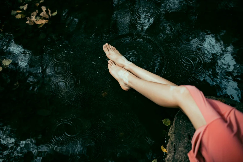 the legs and toes of someone in the water