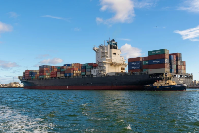 a cargo ship is shown with lots of containers on it