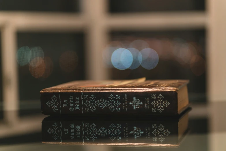 a close up of a book on a table