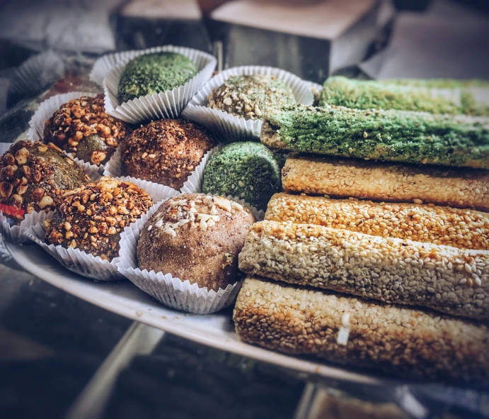 some assorted baked items are sitting on a plate