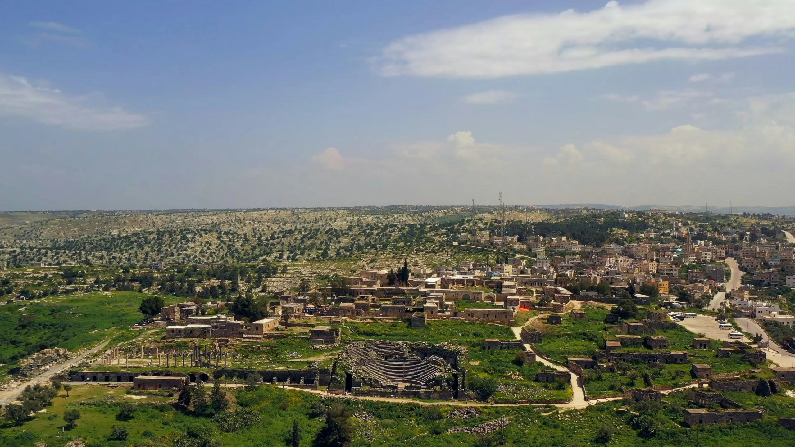 a small city with a bird's - eye view of it