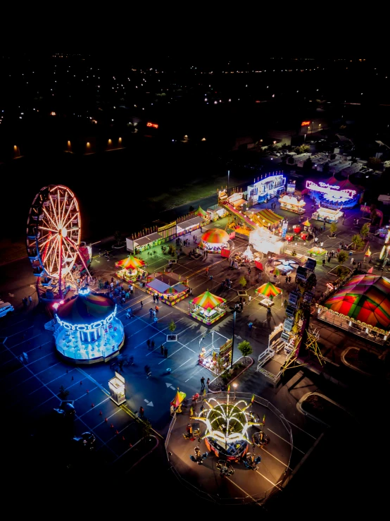 an aerial view of amut rides, carnival rides and rides