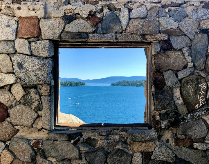 looking out into a lake through a window