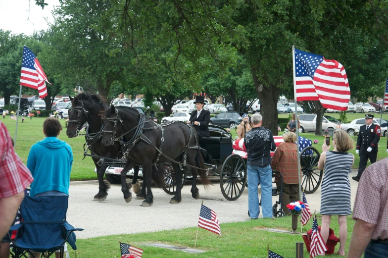 two horse drawn wagons pulling a wagon in a parade