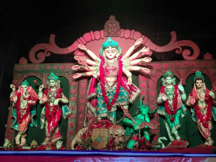 a beautiful decorative display of ganeshi idol on display