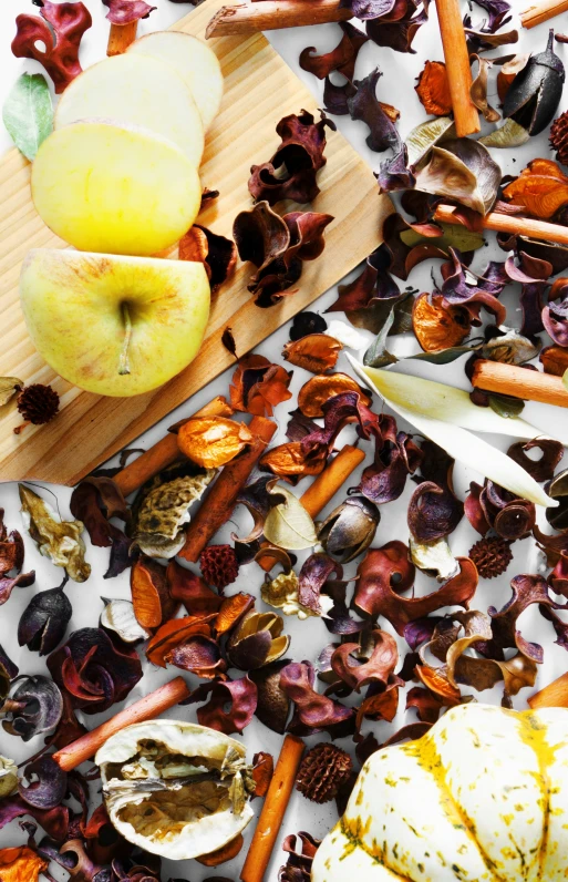 a  board with different types of fruits on it