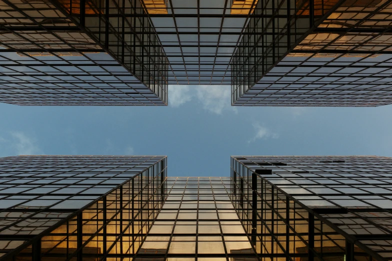 upward perspective of building structure with sky above