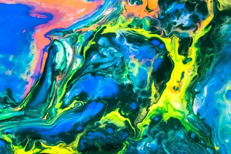 colorful water has bubbles floating in the air