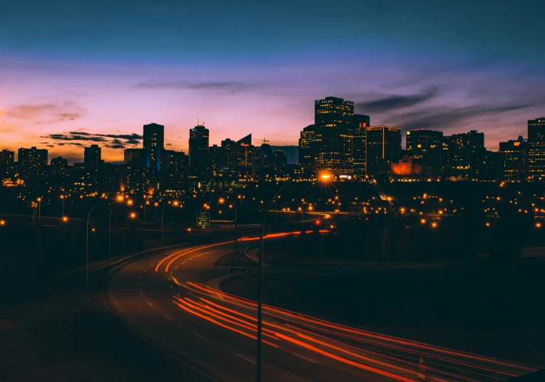 the time lapse po of traffic at night