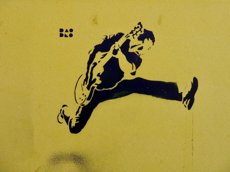 this drawing shows a jumping boy with two hands