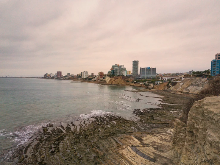 a view of a city next to a beach