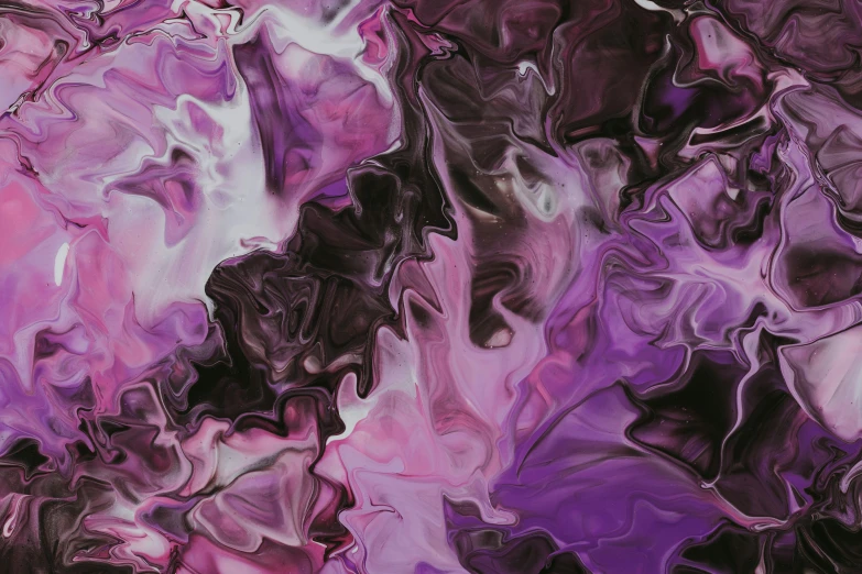 an abstract painting of black and purple colors