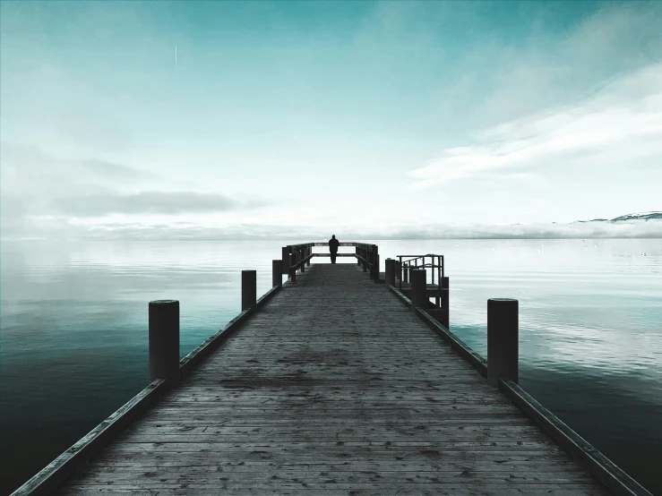 a dock extends to an empty water front area