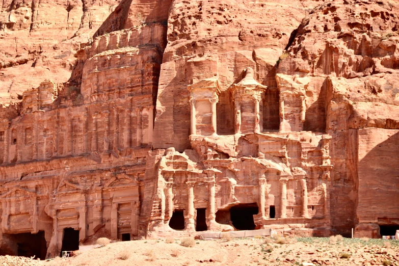 the rock carved cliff is very intricate