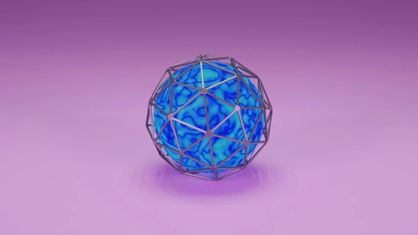 a sphere is on a purple surface with an abstractly designed background
